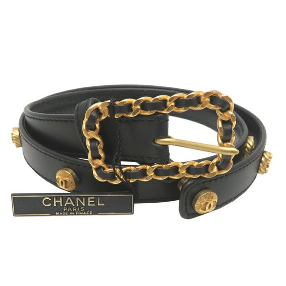 Chanel Women's Belt A02558 Leather Black - Picture 1 of 9